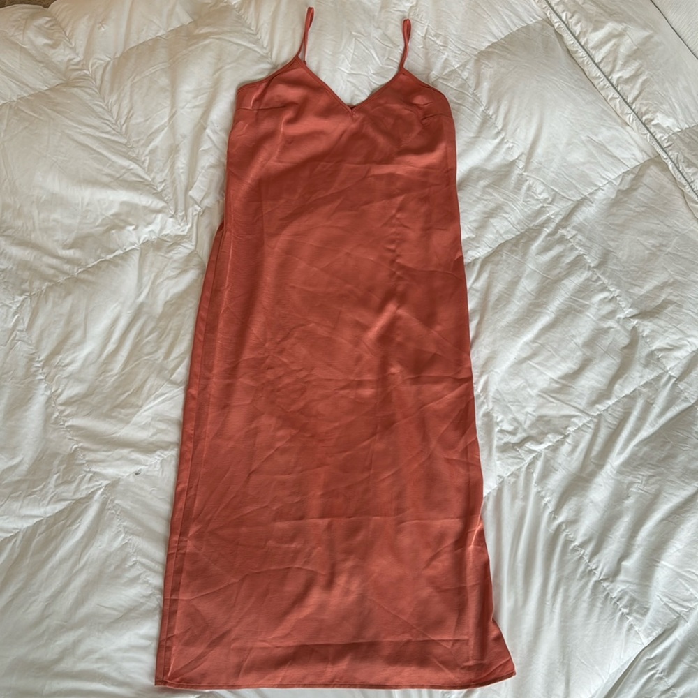 Coral mid-maxi dress